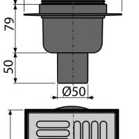AlcaPlast APV6411 Душевой трап | комплект с дизайн-решёткой 150*150 мм (нержавеющая сталь)
