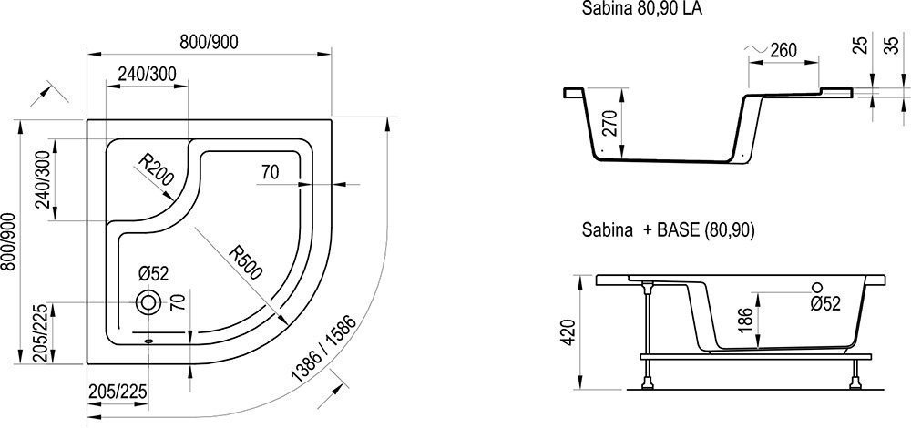 Ravak Sabina 90 A917001020 Панель для глубокого душевого поддона 900* ...