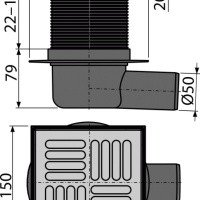 AlcaPlast APV5411 Душевой трап | комплект с дизайн-решёткой 150*150 мм (нержавеющая сталь)
