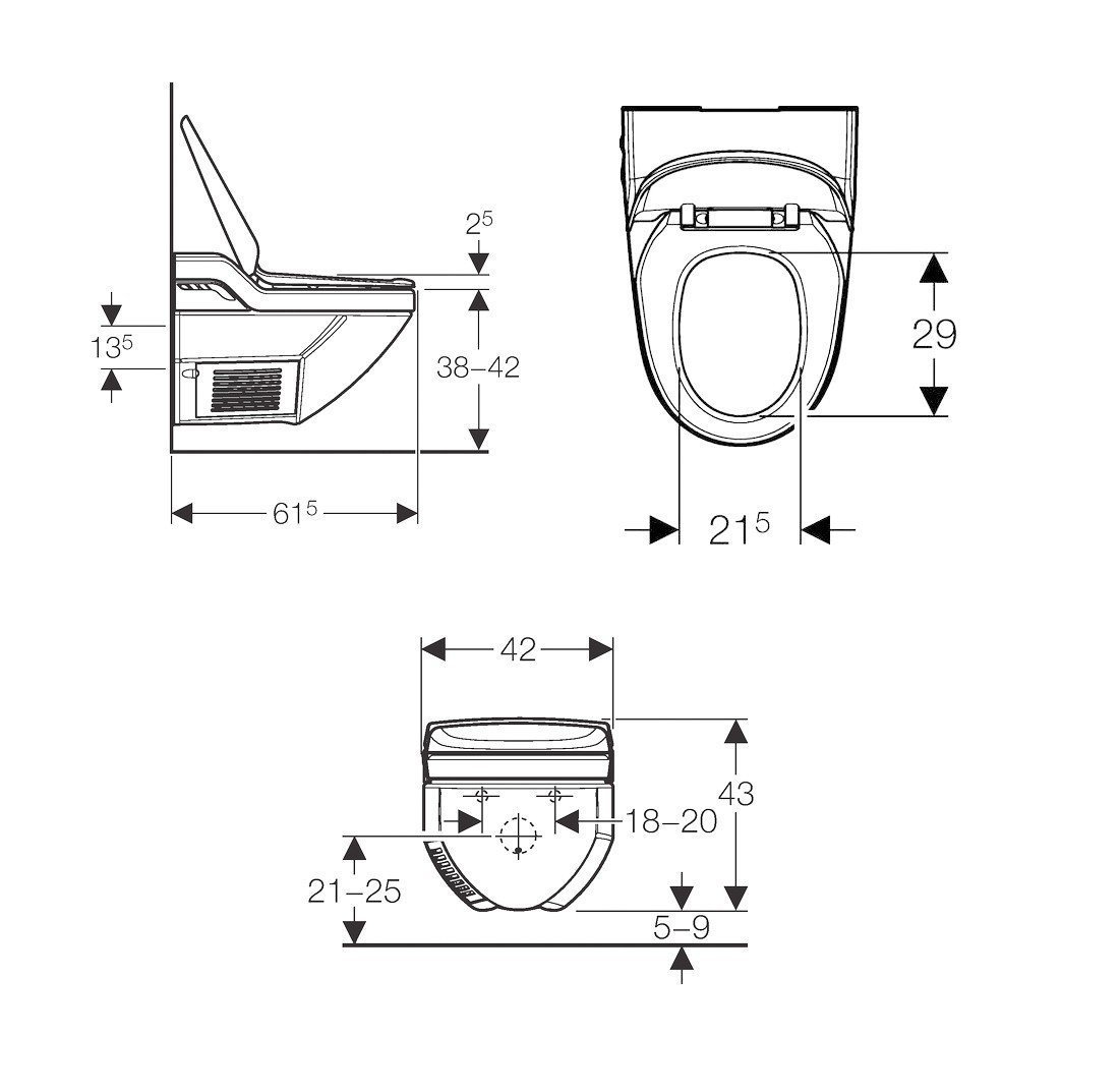 Биде геберит размеры подключения