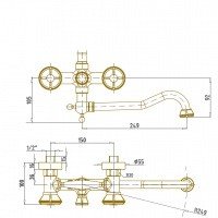Bronze de Luxe Royal 10121DR Душевая система в комплекте со смесителем (бронза)
