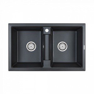 Paulmark ZWILLING PM238150-BLM Мойка для кухни двойная 81*50 см (черный металлик)