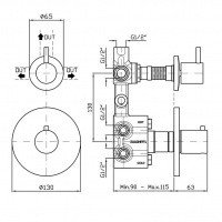 ZUCCHETTI R97815 Внутренний механизм к термостатическому смесителю на 3 выхода
