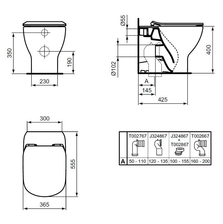Напольный унитаз T007701 Ideal Standard TESI AquaBlade® (евробелый ...