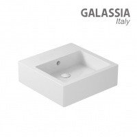 GALASSIA Plus Design 6022SF - Раковина для ванной комнаты 48*48 см | без отверстия для смесителя (белая глянцевая)