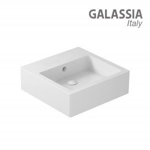 GALASSIA Plus Design 6022SF - Раковина для ванной комнаты 48*48 см | без отверстия для смесителя (белая глянцевая)