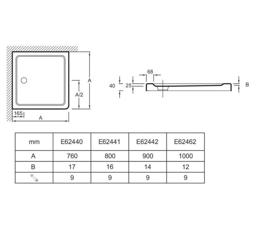 Jacob Delafon Flight E62442-F-M65 Душевой поддон 90*90*4 см (серо ...