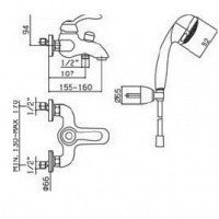 Mamoli Roby Murano 1102/PQ06 Смеситель для ванны настенного монтажа