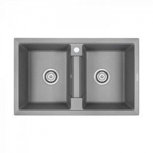 Paulmark ZWILLING PM238150-GRM Мойка для кухни двойная 81*50 см (серый металлик)