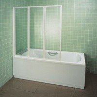 Ravak BeHappy VS3 795V0100ZG Шторка для ванны складная 1300*1400 мм (белый профиль | витраж матовое стекло)