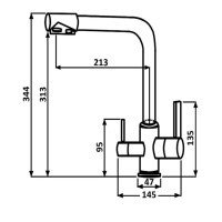 ALMAes Izer AS-875-06 Высокий смеситель для кухни с подключением фильтра для воды (хром)