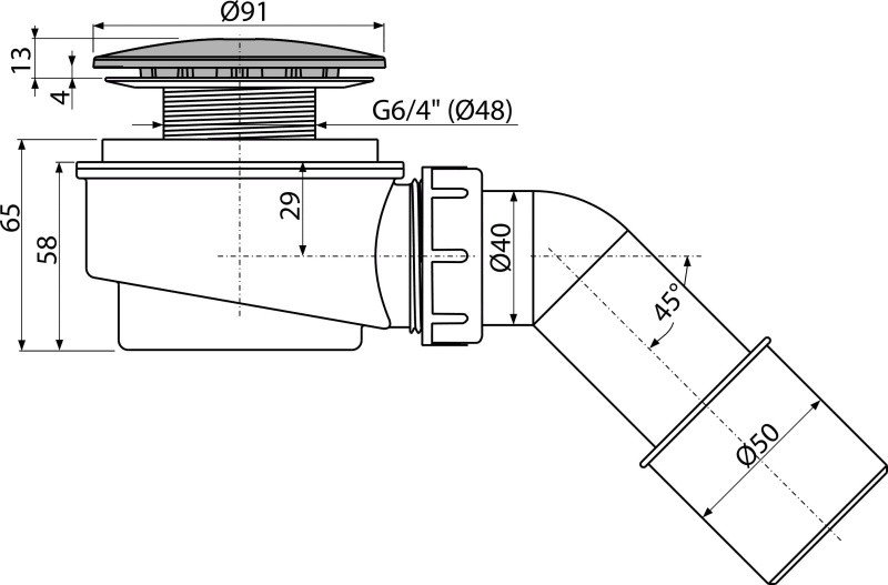 AlcaPlast A471CR-60 Низкий сифон для душевого поддона | слив O 60 мм ...