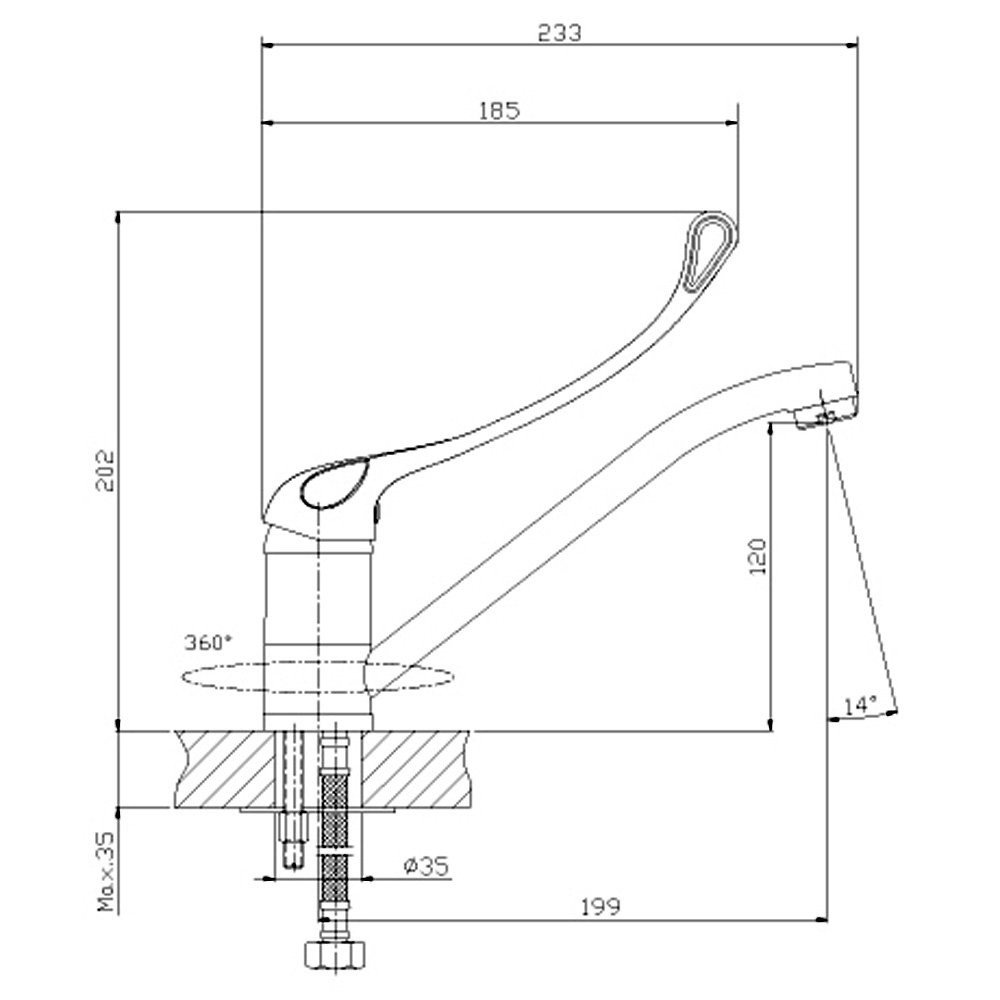 Rossinka Y35-25 смеситель локтевой с длинным изливом для мойки, купить ...
