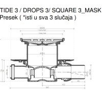 PESTAN Standard Tide Mask 3 13000142 Душевой трап 150*150 мм - готовый комплект для монтажа с декоративной решёткой (золото)