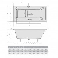 Акриловая ванна ALPEN Marlene 190 71607, гарантия 10 лет, прямоугольная форма, объём 372 литров, цвет - euro white (европейский белый)