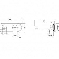 Bravat Rhein P8429564CP-ENG Настенный смеситель для раковины - внешняя часть (Хром)