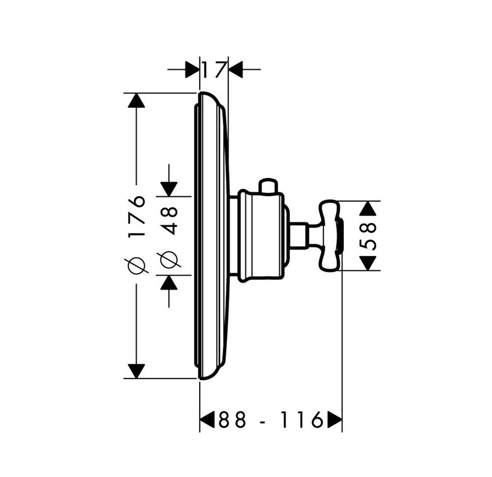 AXOR Montreux 16810950 Центральный термостат (шлифованная латунь), в ...