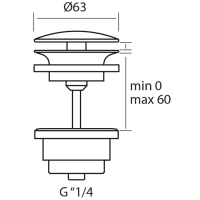 Cisal ZA001612D1 Сливной гарнитур | донный клапан - для раковин с переливом (нержавеющая сталь)