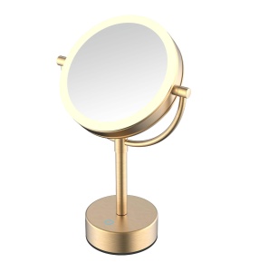 JAVA S-M221LB Зеркало косметическое настольное с увеличением и подсветкой (золото матовое)