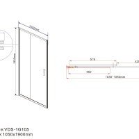 Vincea Garda VDS-1G105CL Душевая дверь 1050*1900 мм (профиль хром | витраж прозрачное стекло)