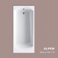 ALPEN Diana AVP0032 акриловая ванна прямоугольной формы размером 160 на 70 см, объем 210 литров