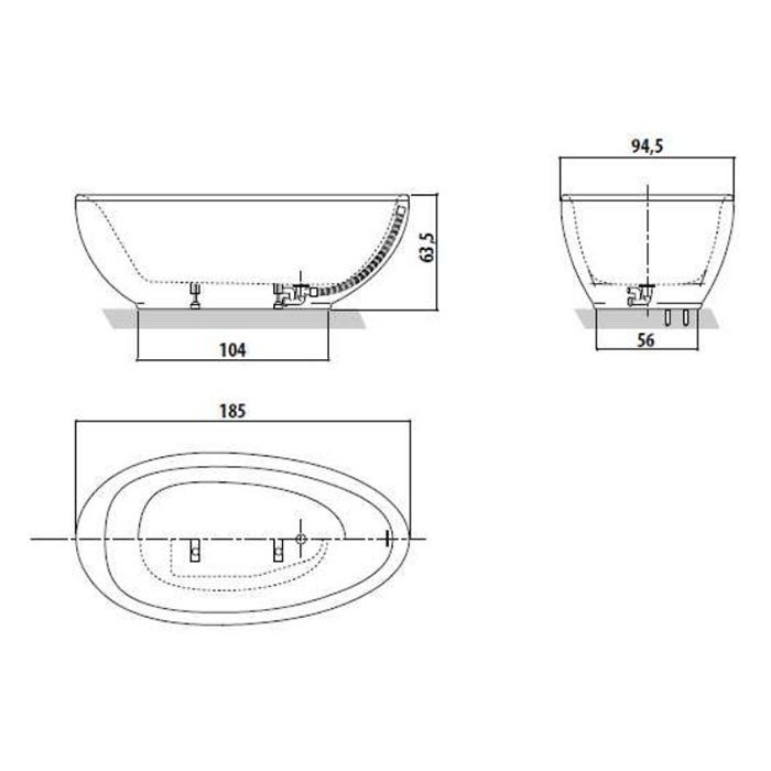Jacuzzi Desire 9443814A Ванна свободностоящая 185*95 см (белый), в ...