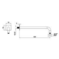 Almar Round Arm E021116.HB Настенный кронштейн для верхнего душа 420 мм (латунь шлифованная)