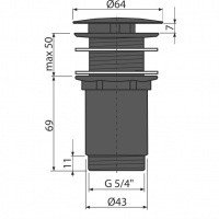 AlcaPlast A396 Выпуск для раковины | сливной гарнитур - для раковин без перелива (хром)