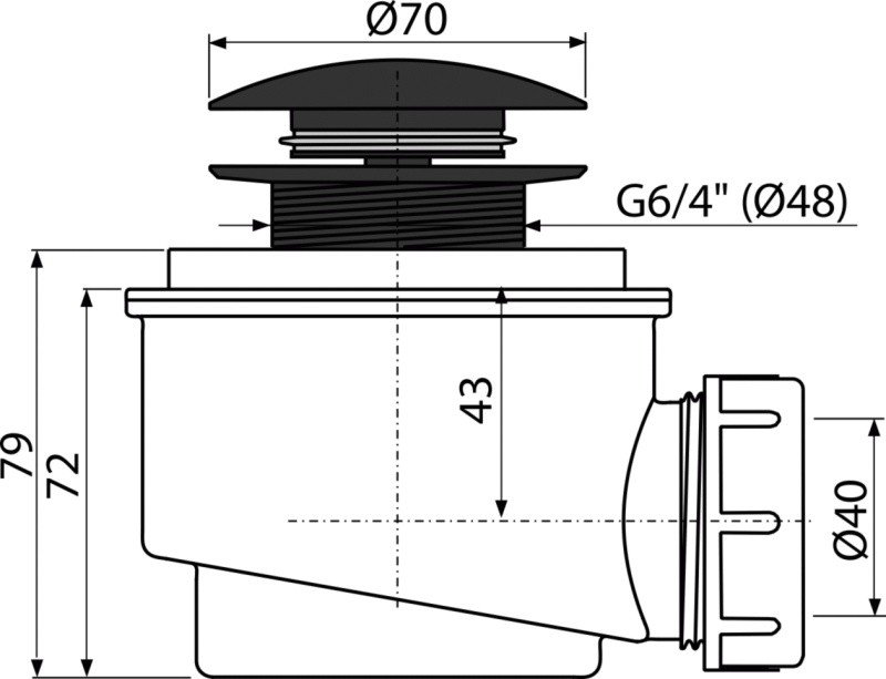 AlcaPlast A465BLACK-50 Сифон для душевого поддона Click-Clack | слив O ...