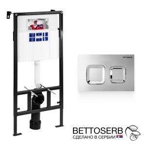 BETTOSERB Sava Fix Slim SET40006473 Система инсталляции для монтажа подвесного унитаза в комплекте с накладной панелью смыва (хром)