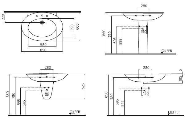 Ideal Standard Celia K068501 Раковина на 85 см, в магазине сантехники ...