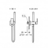 TRES Cuadro 00612301 - Гигиенический душ в комплекте со смесителем (хром)