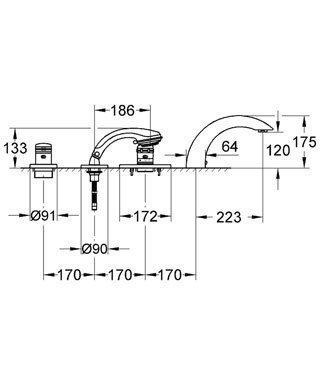 GROHE chiara 19623 000 Смеситель на борт ванны, Термостат (хром), в ...
