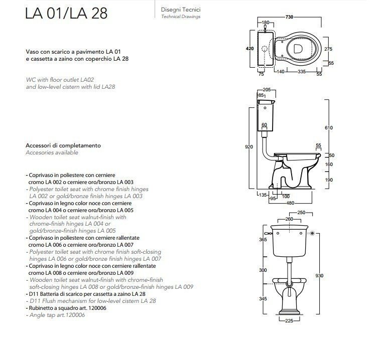 SIMAS Lante LA01bi+LA28bi+D11br Унитаз напольный (белый-бронза), в ...