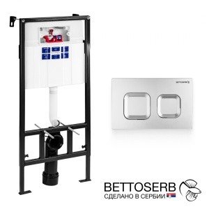 BETTOSERB Sava Fix Slim SET40006472 Система инсталляции для монтажа подвесного унитаза в комплекте с накладной панелью смыва (хром матовый)